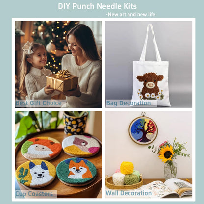 DIY Punch Needle Kits Space Planet Easy for Beginners Embroidery Starter Set with Hoop Stress Relief Craft Hobby and Home Decor 20x20cm-1