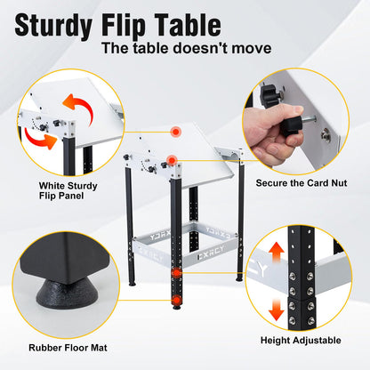 Flip Top Benchtop Machine Table with Rollers for Bolt Two Machines, 24.8”x 20” Flip Top Tool Stand with 4 Leveling Rubber Pad, Flipping Stand Adjustable Height Workbench Holds 400 LBS