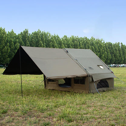 Inflatable Tent, Outdoor Easy Setup Inflatable Tents for Camping, Portable Blow Up Tent with Stove Jack, Cotton Canvas Material for Glamping, for 4 Season, 4/6/8/10 Person Use