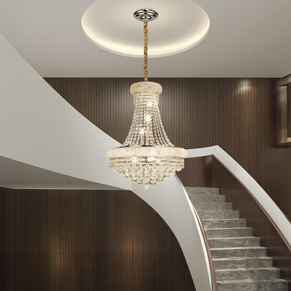 Gifarich Crystal Chandeliers for Dining Room Light Fixture,Empire Style K9 Crystal Chandeliers for Entryway,12 Lights Chrome Luxury Lighting Fixtures for Living Room Stairway Bedroom Foyer D22 Inch