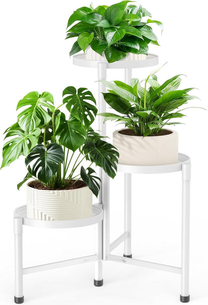 JOPBENG 3 10 Inch Tier Metal Plant Stand Indoor Outdoor, Corner Plant Shelf with Wide Tray,Flower Pot Display Holder
