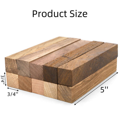 Cididu 10 Pack Exotic Wood Pen Blanks, Wood Blanks for Pen Turning, Unfinished Carving Blocks, Hard Woodcarving Block for Pen Making Supplies DIY Crafts Gifts, Easy to Drill, 5'' x 3/4''