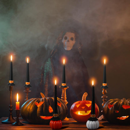 Conelist 4 Pieces Halloween Witch Hat Candles Halloween Black Taper Flickering Candles for Party Decoration Dinner Party Holiday Decor