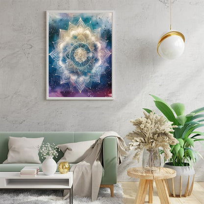 PUAGEMTI Mandala Floral Watercolours Galaxy Diamond Painting Kits Mandala Flower Diamond Painting, Full Round Diamond Art Kits, Home Wall Decor 12x16 inch
