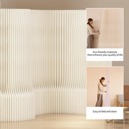 Paper Room Divider Panel Adjustable & Foldable Privacy Partition Portable Wall Divider Screen for Office, Leisure Area & Home Separation (White, H102.4 xL118.1)