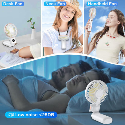 Portable Handheld Fan, 5200mAh Rechargeable, 180° Foldable Mini Hand Held Fan, Max 22 HRS Working, 6 Speeds, Quiet