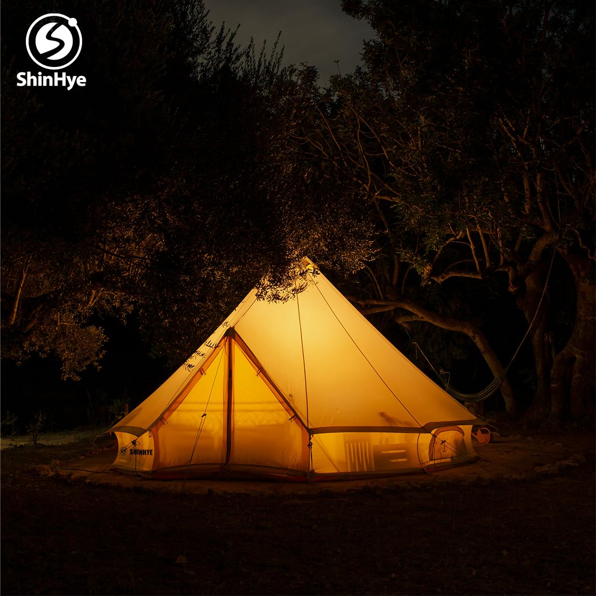 ShinHye Canvas Bell Tent Yurt Tent 4 Seasons for Camping 100% Cotton Glamping Tents with Stove Jack, Family Camping Outdoor Hunting Party (4M- 13.1FT)