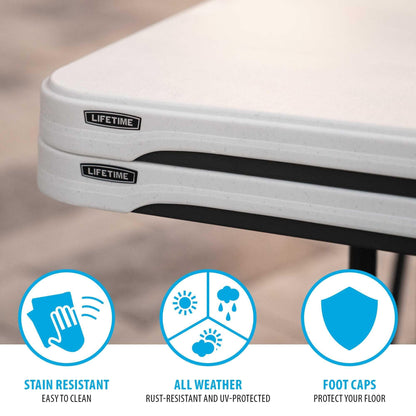 LIFETIME 8-Foot Folding Tables, 4-Pack, White Granite