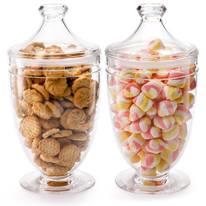 Hacaroa 2 Pack Acrylic Apothecary Jars with Airtight Lids, 46 Oz Clear Plastic Candy Cookie Jars for Candy Buffet, Decorative Bathroom Canister Container for Bath Salt, Vanity, Party, Wedding