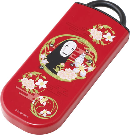 No-Face Utensil Set, Reusable Fork, Spoon, Chopsticks with Carrying Case, Authentic Japanese Design (Dark Red)