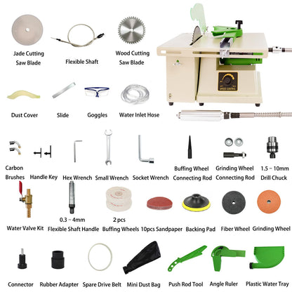 1380W Lapidary Saw Machine, 110V Adjustable Speed Lapidary Equipment with Water Cooling & Flexible Shaft, Gemstone Cutting, Grinding, Polishing for Jewelry DIY, Jade & Agate Craft