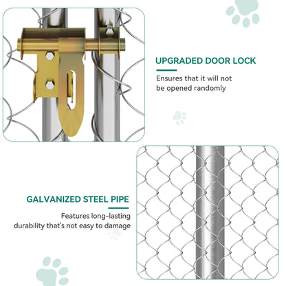 YITAHOME 14.8'x14.8' Large Outdoor Dog Kennel with Metal Dog Gate, Dog Pens Outside with Roof, Dog Fence Outdoor for Yard