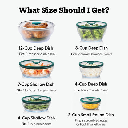 Anyday 2-Pack (2-Cup) Glass Food Storage Set with Glass Lids | Plastic-Free Meal Prep Set | Stackable Airtight Storage Container Set with Vented Lid for Microwave-Safe Reheating