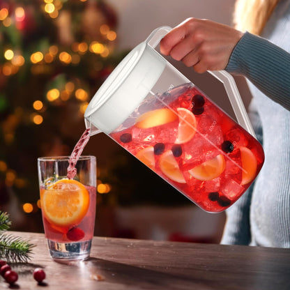 Amazing Abby - Kitchen Party - 2-Quart Plastic Pitcher (2-Pack), Unbreakable Water Pitcher with Lid, BPA-Free, Heat-Resistant, Dishwasher-Safe, Great for Both Iced and Hot Drinks, Indoors and Outdoors