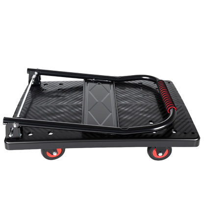 Foldable Trolley Cart with 5-Inch Silent Wheels, Heavy-Duty Wheeled Platform Cart for Transporting, 660LBS Capacity, 4 Steel Beams, Foldable Hand Truck for Warehouse Garage Home Use,A1