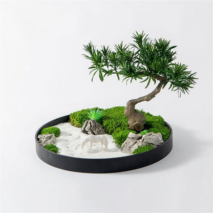 WANGHAI2024M Artificial Trees Round Table Center Turn Decorative Light Luxury Floral Hotel Table Simulation Tree Ornaments Chinese Greenery Ornaments Artificial Bonsai