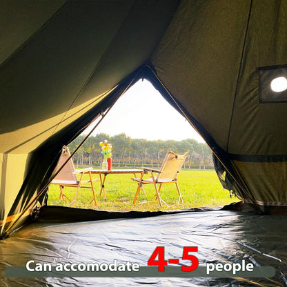 WaldZimmer Canvas Bell Tent 13.1ft Green with Pre-Cut Stove Jack, Spacious 4m Family Yurt Tent for 4-5 Person, 4 Season Water-Repellent Tents with Zipped Removable Floor for Camping and Glamping