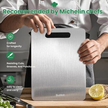 2 Pack 100% Vegetables,15 11 Titanium Cutting Board - Pure Titanium Cutting Boards For Kitche,Easy to clean