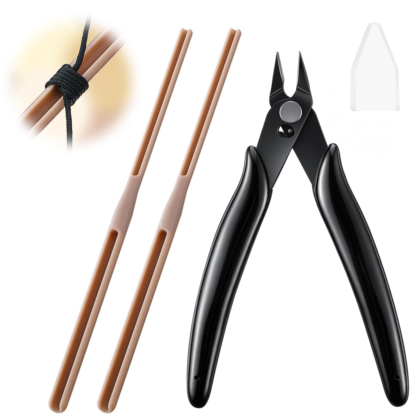 Dunkive Rosary Cord Knotting Tool with Flush Cutter for Crafting, #7#9 and #36 Dual Head Twine Knotting Tool, Side Wire Cutters, Jewelry Making Set, Rosary Making Supplies for Jewelry, Bracelet