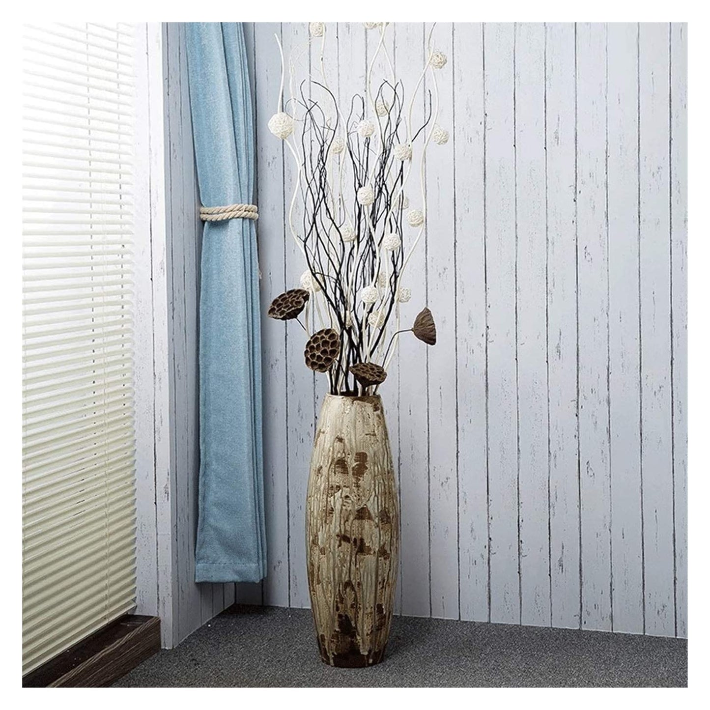 Sculpture Vase Vase Ceramic Decoration Handcrafted Simulation Flower Dry Flower Retro Living Room Flower Arrangement ZHAOSHUNLI Crafts