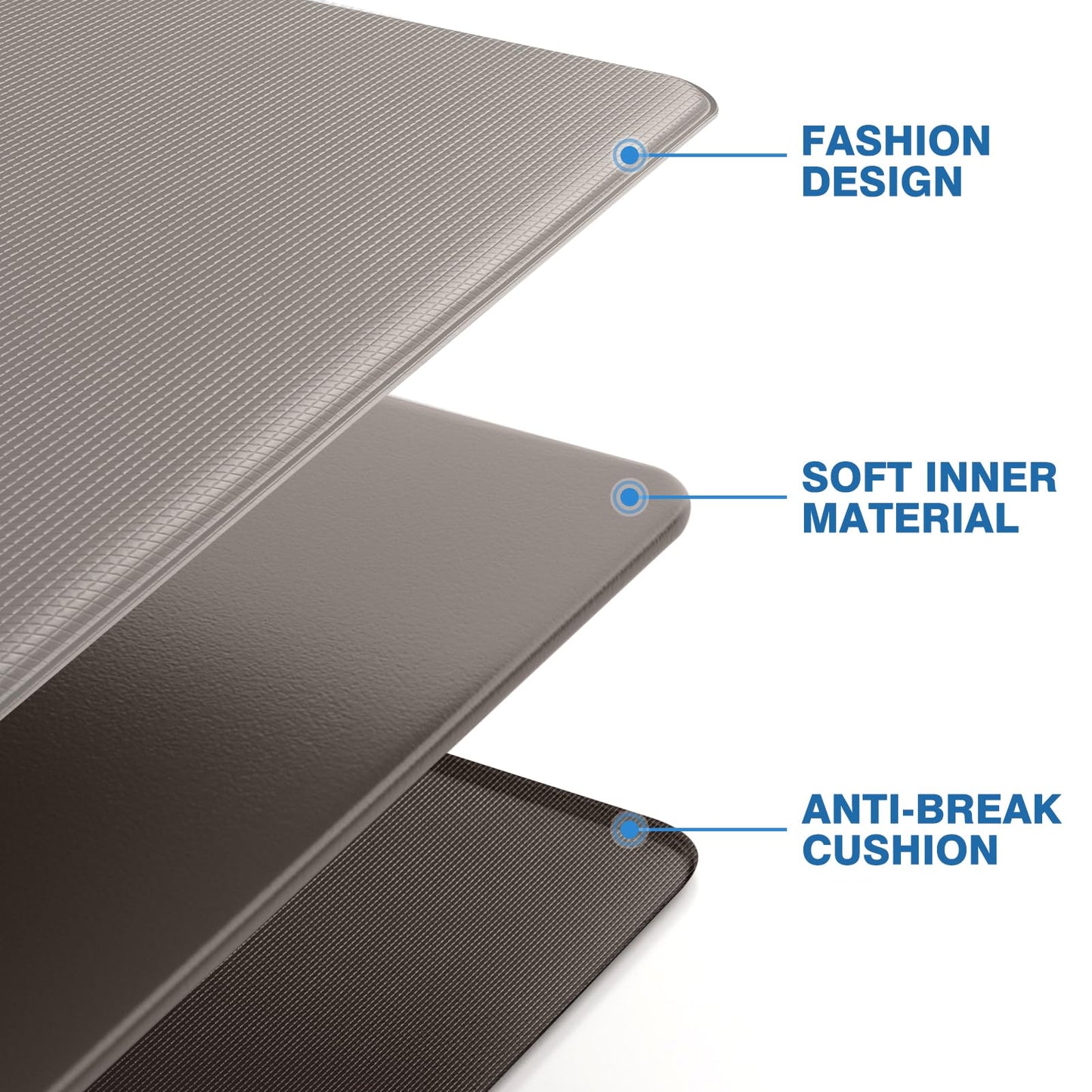 StepRite Kitchen Mats, 2PCS Kitchen Rugs, Cushioned Anti Fatigue Kitchen Mats for Floor, Non-Slip Standing Desk Mat, Waterproof Kitchen Rug Set for Kitchen, Floor, Office, 17.3"x30"+17.3"x47", Khaki