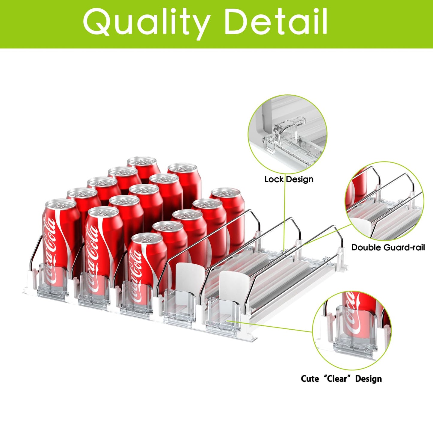 Drink Organizer for Fridge,Self Pushing Fridge Drink Organizer,Automatic Drink Dispenser for Fridge-Holds up to 25 Cans