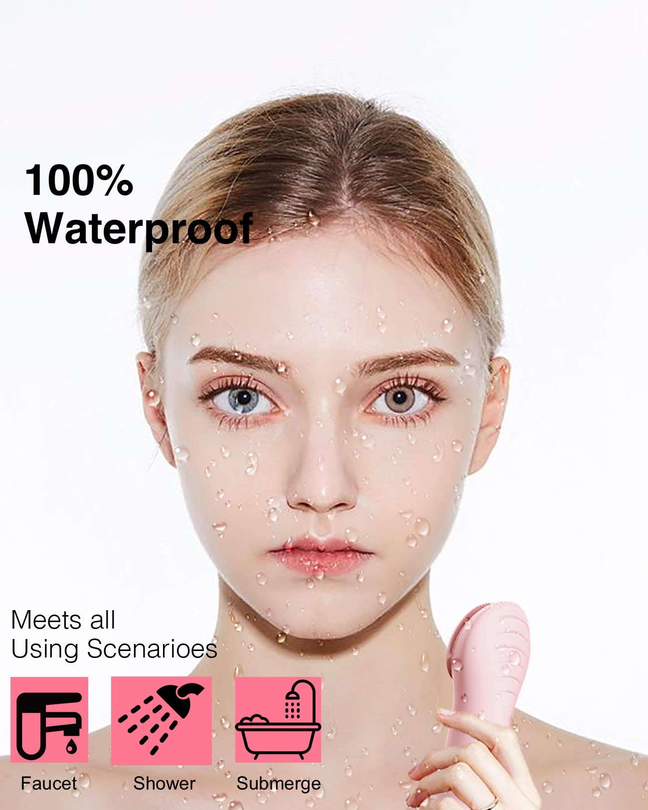 NågraCoola Electric Facial Cleansing Brush - Waterproof and Rechargeable, Exfoliates, Cleanses and Massages Skin - Light Blue