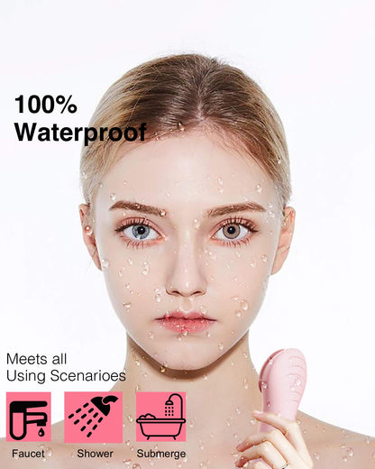 NågraCoola Electric Facial Cleansing Brush - Waterproof and Rechargeable, Exfoliates, Cleanses and Massages Skin - Light Blue