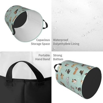 Cute Puppy Dog Round Laundry Hamper Storage Basket for Toys and Clothes Organizer, 62L