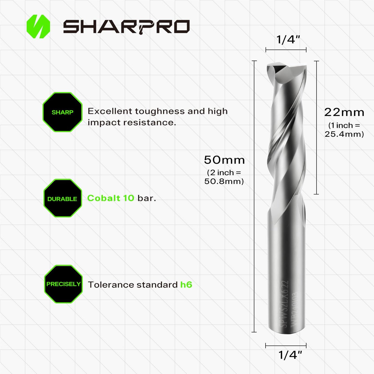 SHARPRO 1/4 Spiral Upcut Router Bit, CNC Router Bits, Up Cut Spiral Router Bits 1 4 Shank,Solid Carbide Router Bits, CNC Upcut Bit, Ideal for Wood Inlay, Plunge Plastic