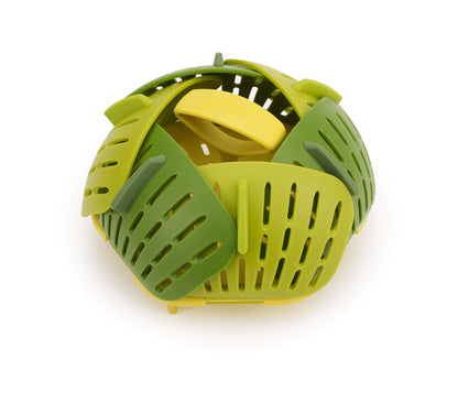 Joseph Joseph Bloom Folding Steamer Basket for Vegetables, Expandable for Various Pans, Compact Storage - Green