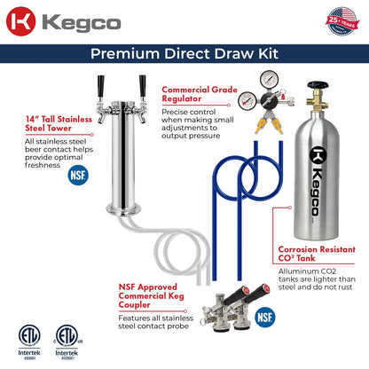 Kegco 3PK309X-2 24″ Dual-Tap Digital Homebrew Kegerator – Stainless Steel Draft Beer Refrigerator, Converts to Fridge