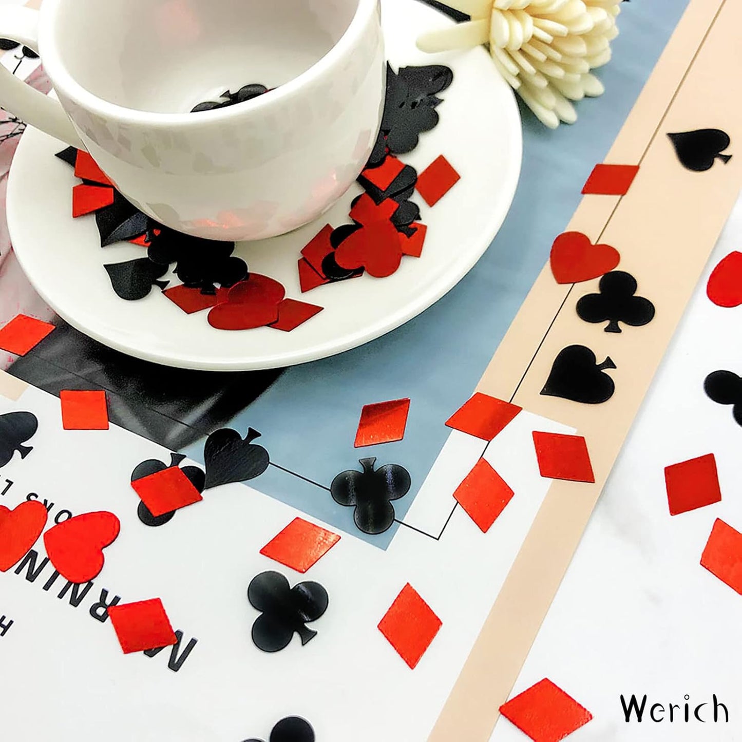 Werich Casino Poker Confetti, Metallic Foil Table Scatters for Party Decorations, Wedding, Birthday