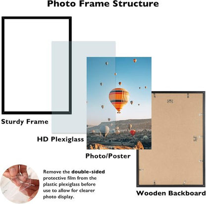 JCJMY 16x23 Black Picture Frame - Versatile Wall Gallery Frame for Horizontal & Vertical Photos