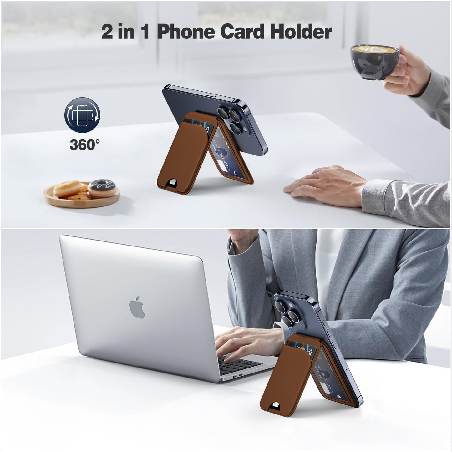 Mag-Safe Wallet Magnetic Wallet for Phone Lightweight Magnetic Phone Pouch Stand Adjustable Leather Mag-Safe Card Holder for iPhone 17/16/15/14/13/12 Series, Not for iPhone 13/12 Mini (Black)