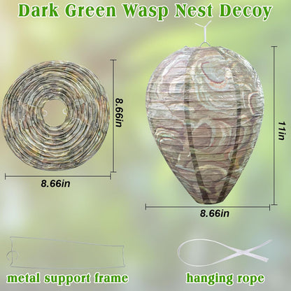 ZeeDix Hanging Paper Fake Wasp Nest Decoy, 4 Pack, Dark Color, 8.66"×11" for Outdoor, Home and Garden