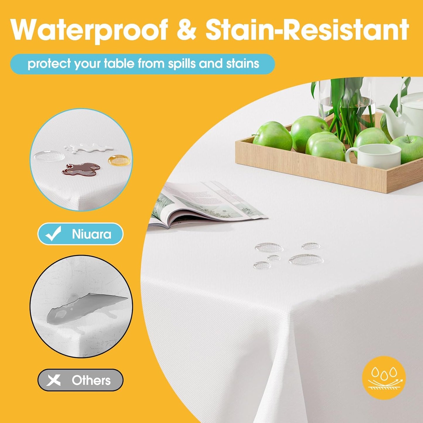 Niuara White Plastic Tablecloth - 16 Pack 54" x 108" Waterproof Disposable Covers for 6FT Tables | Perfect for Parties & Gatherings
