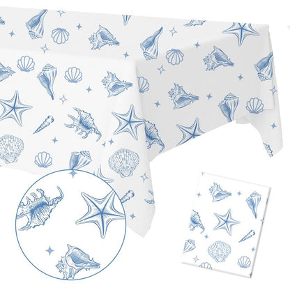 Last Toast on the Coast Bachelorette Table Cloth Blue Coastal Bachelorette Party Decorations Seashells Beach Table Cloth Ocean Nautical Table Cover for Girl Wedding Bridal Shower Picnic Camping Party