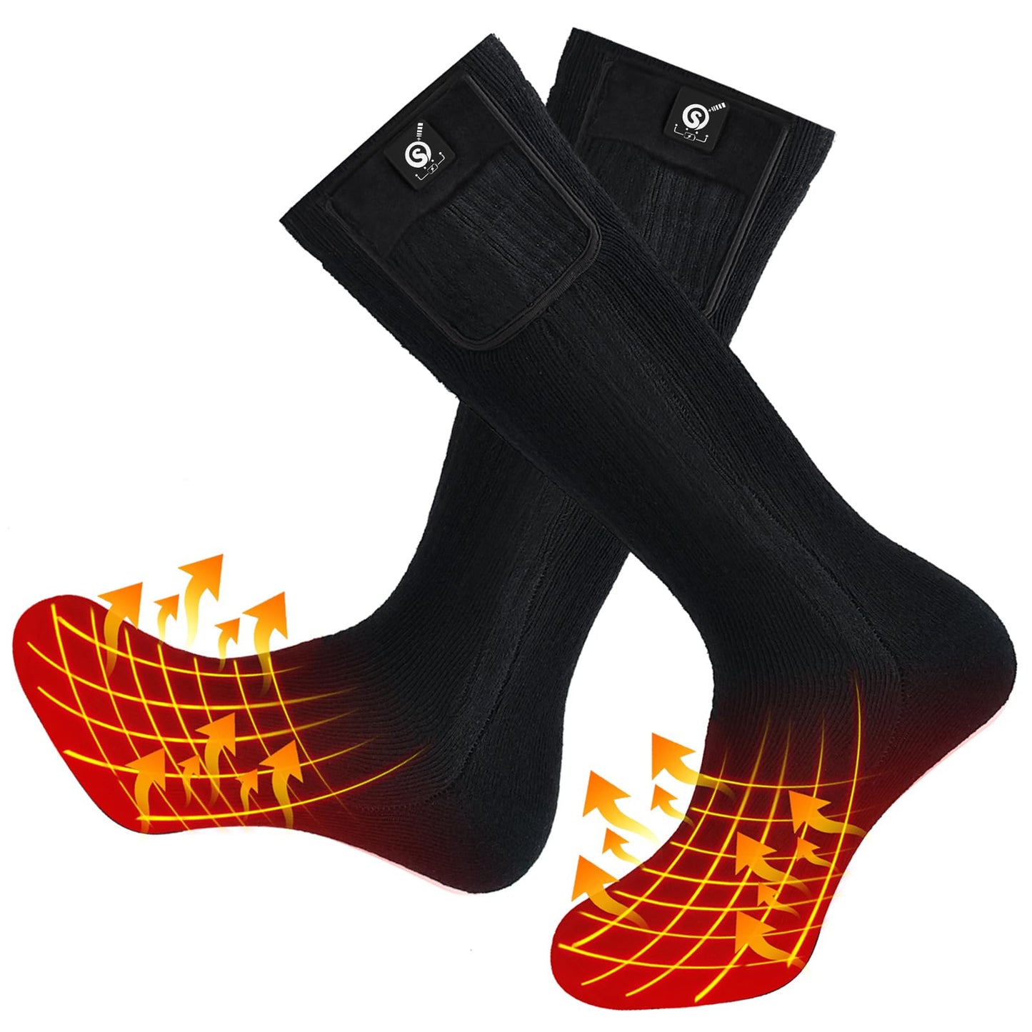 Upgraded Heated Socks,7.4V 2200MAH Electric Rechargeable Battery Heating Socks for Men Women,Winter Outdoor Sports Ski Hunting Camping Hiking Climbing Riding Motorcycle Warm Socks Foot Warmer (M)