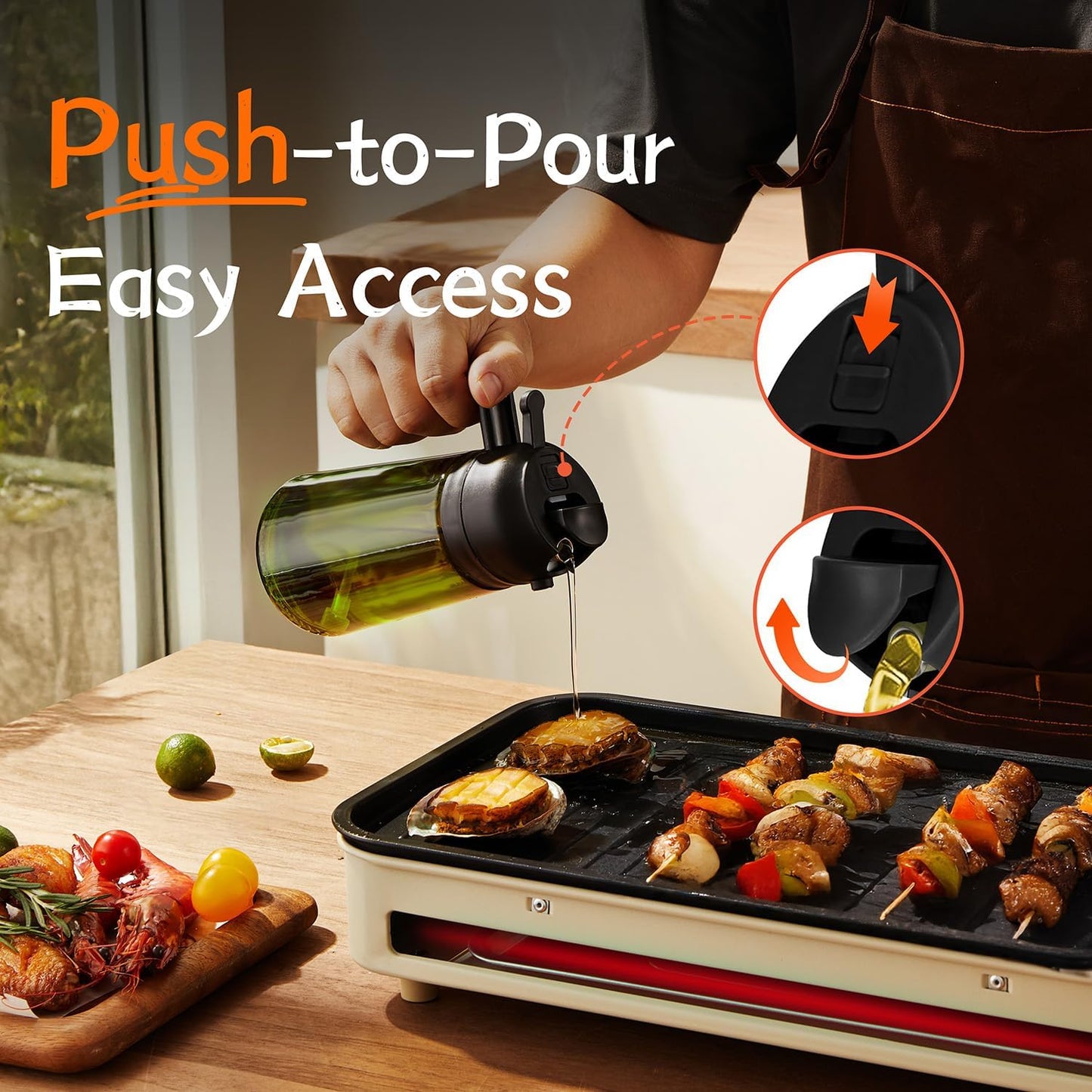 16oz/470ml TrendPlain - Original Olive Oil Dispenser Bottle for Kitchen Gadgets and Air Fryer Accessories - Olive Oil