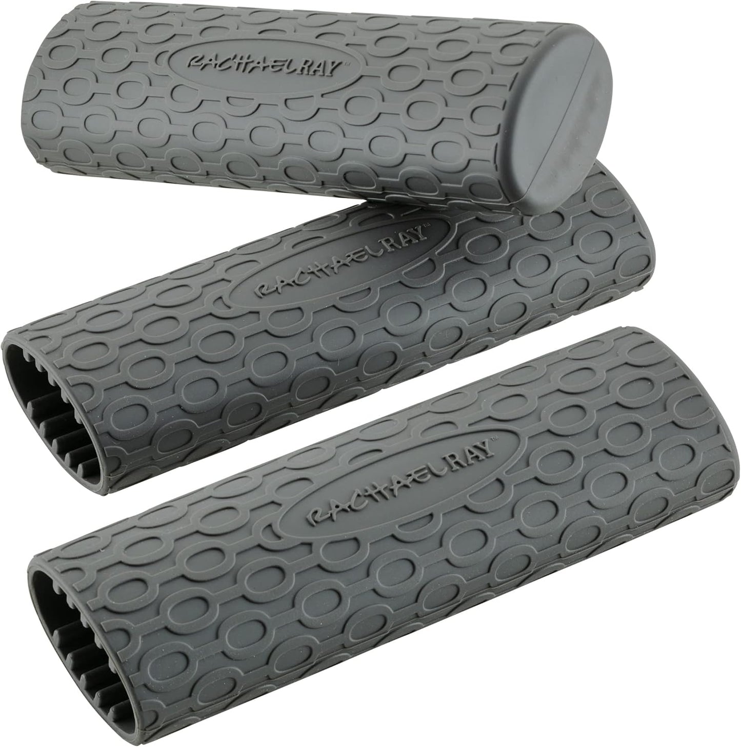 Rachael Ray Tools and Gadgets Silicone Handle/Holder Sleeve Set for Frying Pans, 3 Piece, Gray