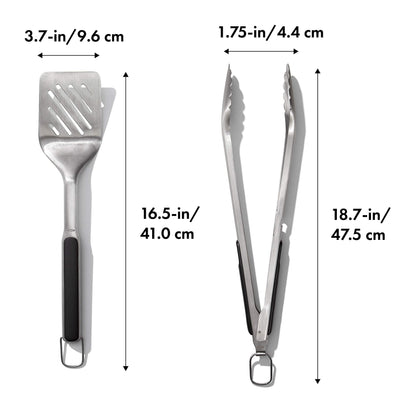 OXO Good Grips Grilling Tools, Tongs and Turner Set, Black