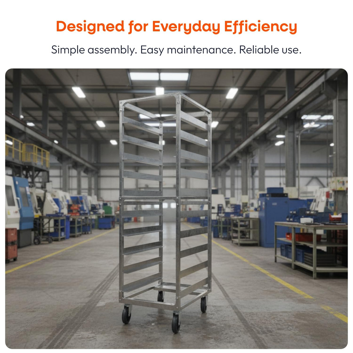DCUBE 10 Level 6" Spacing Commercial Aluminum Pan Rack, Heavy-Duty Rack for Electronics & Pharma, Mobile Clean Room Rack with Wheels & 2 Locking Casters, Knock-Down Speed Rack, 20.5"x26"x70"