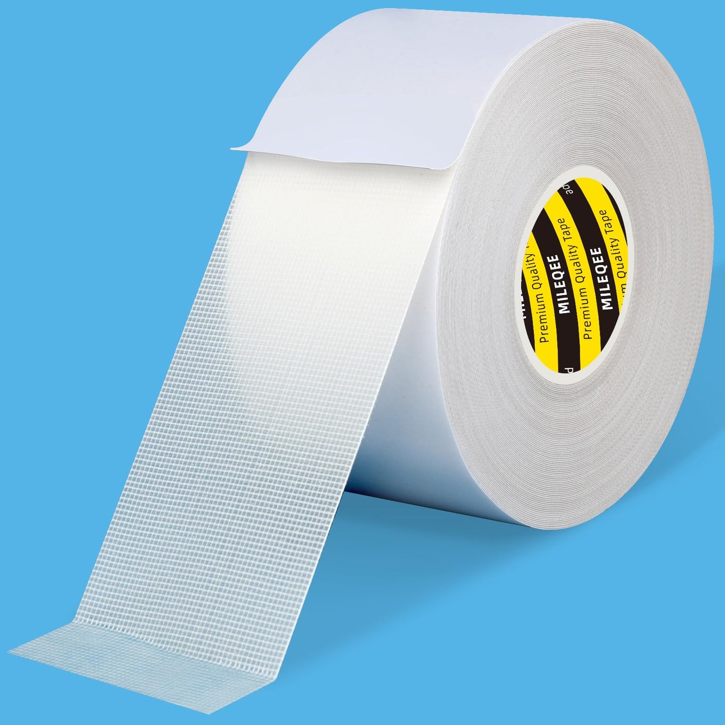 MILEQEE Double Sided Tape Heavy Duty, 2in x 66FT, Universal High Tack Strong Wall Adhesive with Fiberglass Mesh, Super Sticky Resistante Clear Tape, Easy Use Mounting Tape White