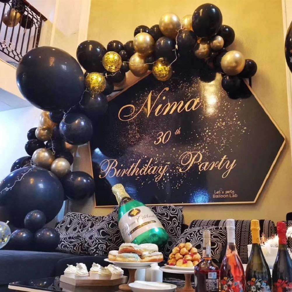 36 Inch Premium Helium Quality Latex Round Black Balloons, Giant Balloons for Event Decorations, 6pcs Black