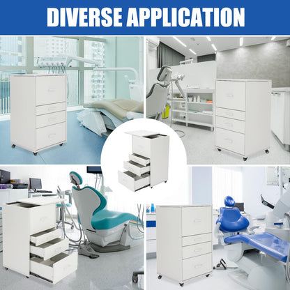 Medical Dental Assistant's Mobile Cabinet Alabama Cart Utility Cart 4 Drawer with Handle, Easy to Pull Out and Push Back.