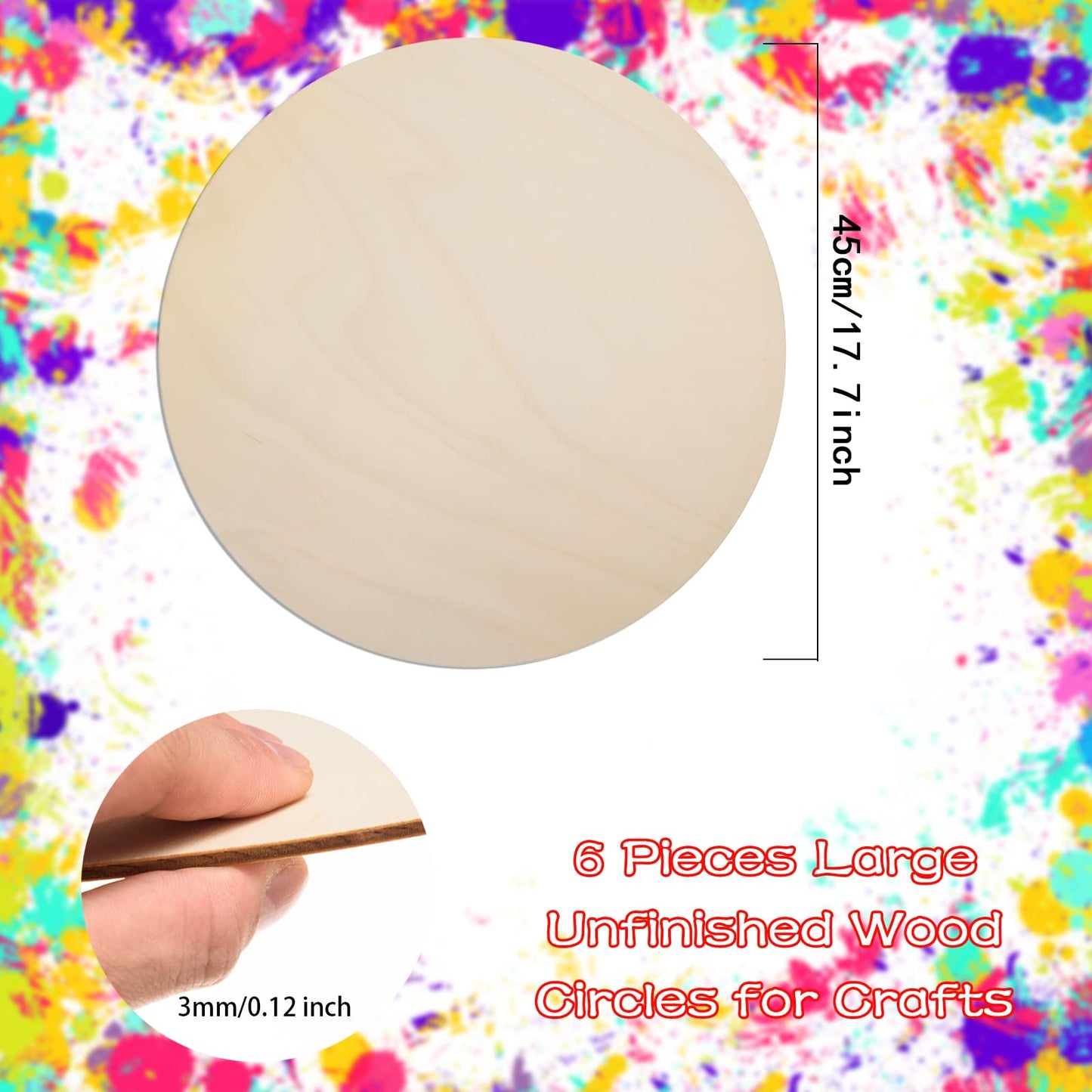 12 Pack 18 Inch Round Wood Circles for Crafts Unfinished Wood Circles Natural Round Wooden Discs Blank Wooden Signs Cutouts for Door Hangers, Door Design, Signs Making, Wood Burning, Painting