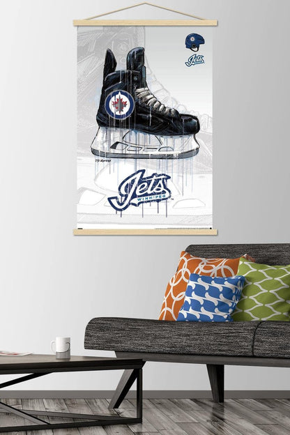 Trends International NHL Winnipeg Jets - Drip Skate 21 Wall Poster, 22.375" x 34", Premium Print and Beechwood Hanger Bundle