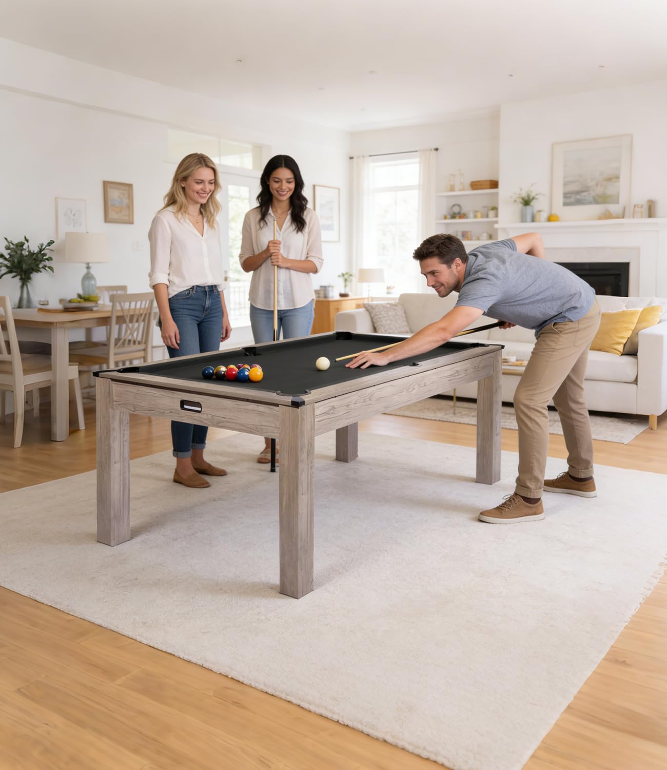 Garvee 7FT Professional Pool Table Set for Adults, Billiard Table Set with Complete Accessories - Rustic Grey Game Table with Black Cloth,Ideal for Home Game Room & Parties