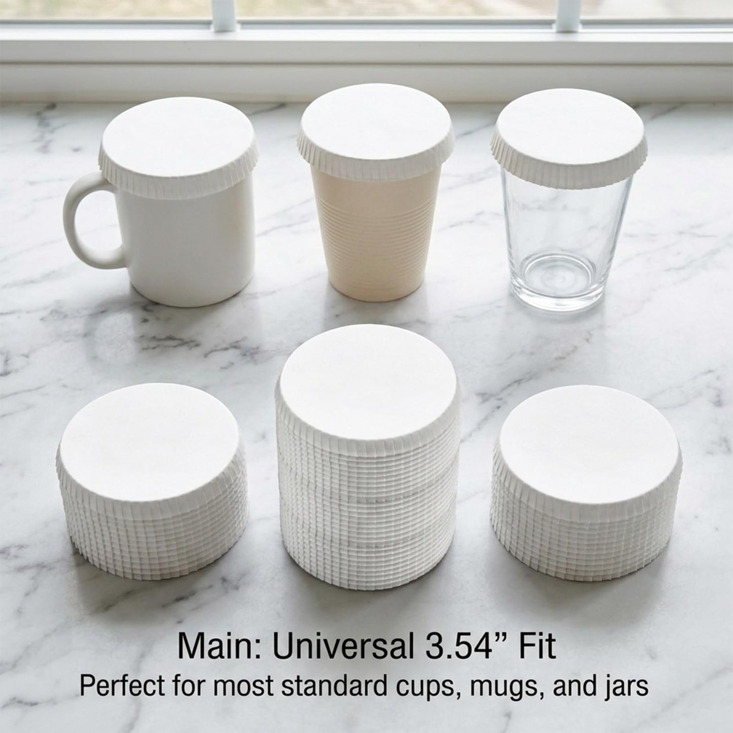 100pcs Disposable Paper Cup Cover, 3.54 inches Recycled Drinking Lid, White Coffee Cup Cover, Hot Cup Lids for Home Kitchen Cafe Parties Wedding Hotel Bars (Without Hole)